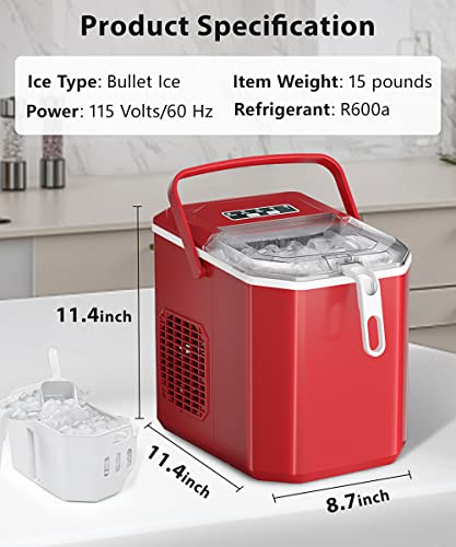 COWSAR Ice Makers Countertop, Ice Maker Machine 6 Mins/9 Pcs Bullet Portable Ice Maker Machine 26.5lbs/24Hrs with Self-Cleaning, Ice Scoop and Basket for Party/Kitchen/Home/Office