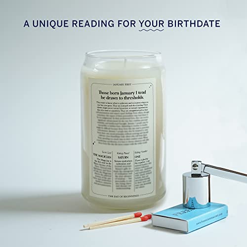 Birthdate Candles, January 1 - Capricorn Zodiac Scented Candles Birthday Gift - Sage, Frankincense & Oakmoss Scent - All-Natural Soy & Coconut Wax, 60-80 Hour Burn Time - Made in USA