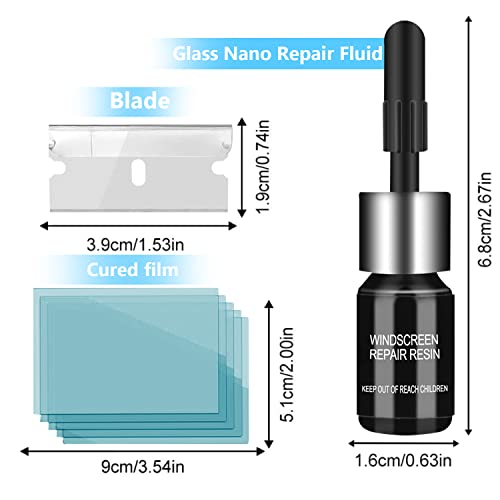 Windshield Crack Repair Kit Car Window Glass Liquid Repair Set, Automotive Nano Fluid Glass Filler Vehicle Windscreen Tool for Fixing Chips, Cracks, Bulls-Eye and Star-Shaped Crack