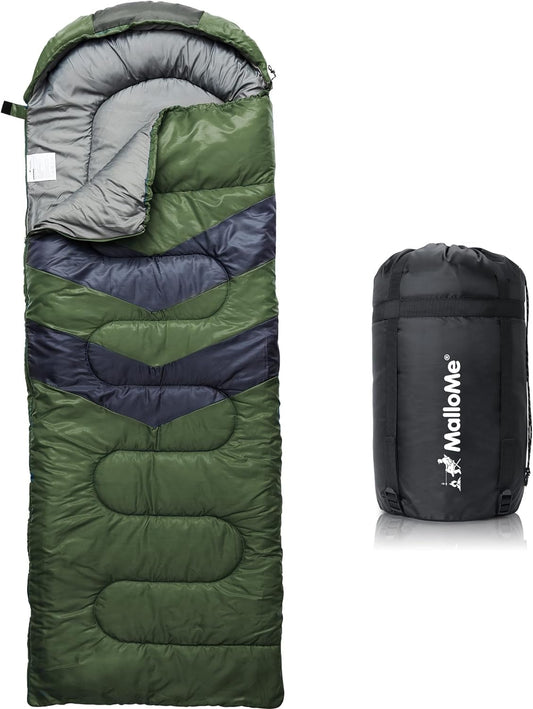 MalloMe Sleeping Bags for Adults Cold Weather & Warm - Backpacking Sleeping Bag for Kids 10-12, Girls, Boys - Lightweight Compact Camping Gear Must Haves Hiking Essentials Sleep Accessories