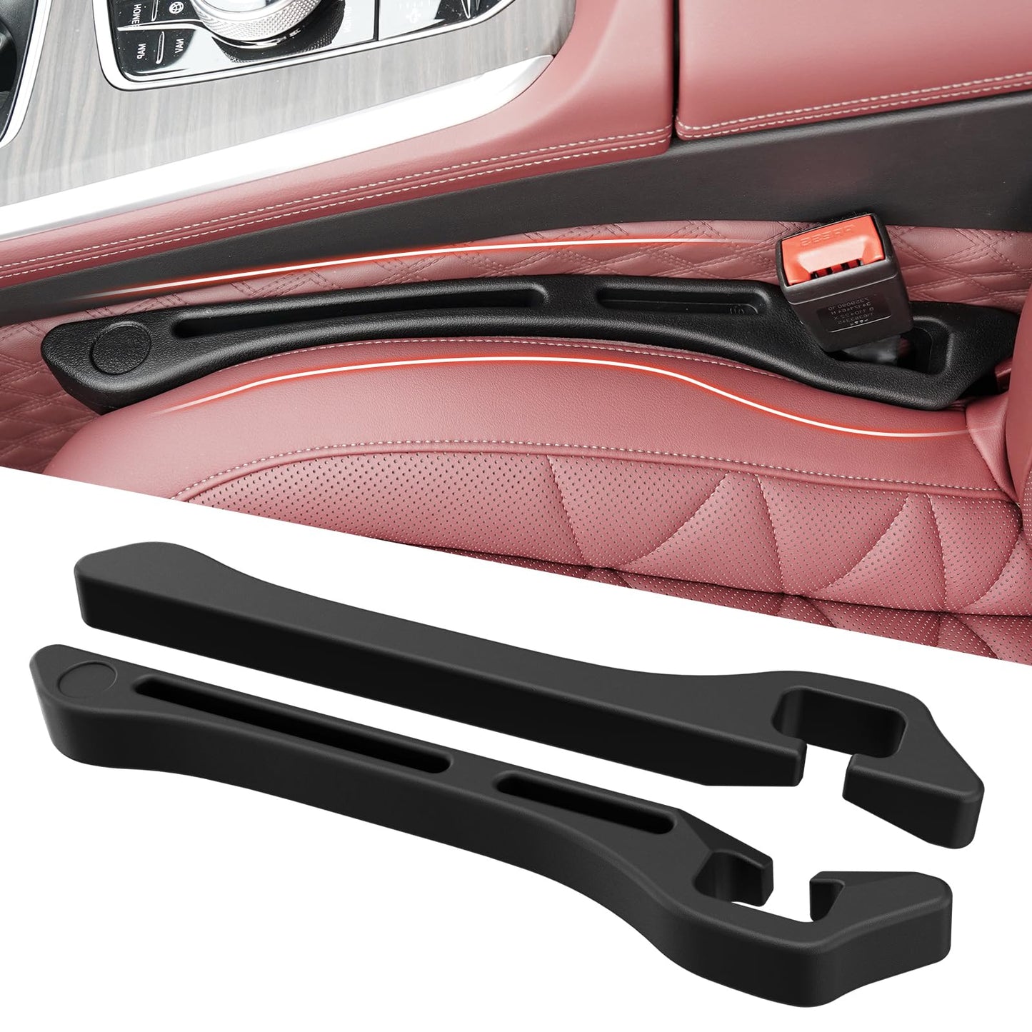 KOVSPO Car Seat Gap Filler, 2 PCS Car Gap Filler Organizer, 2in1 Universal Seat Gap Filler Fits Car Truck SUV, Fill the Gap Between Seat & Console Stop Things from Dropping (Black)