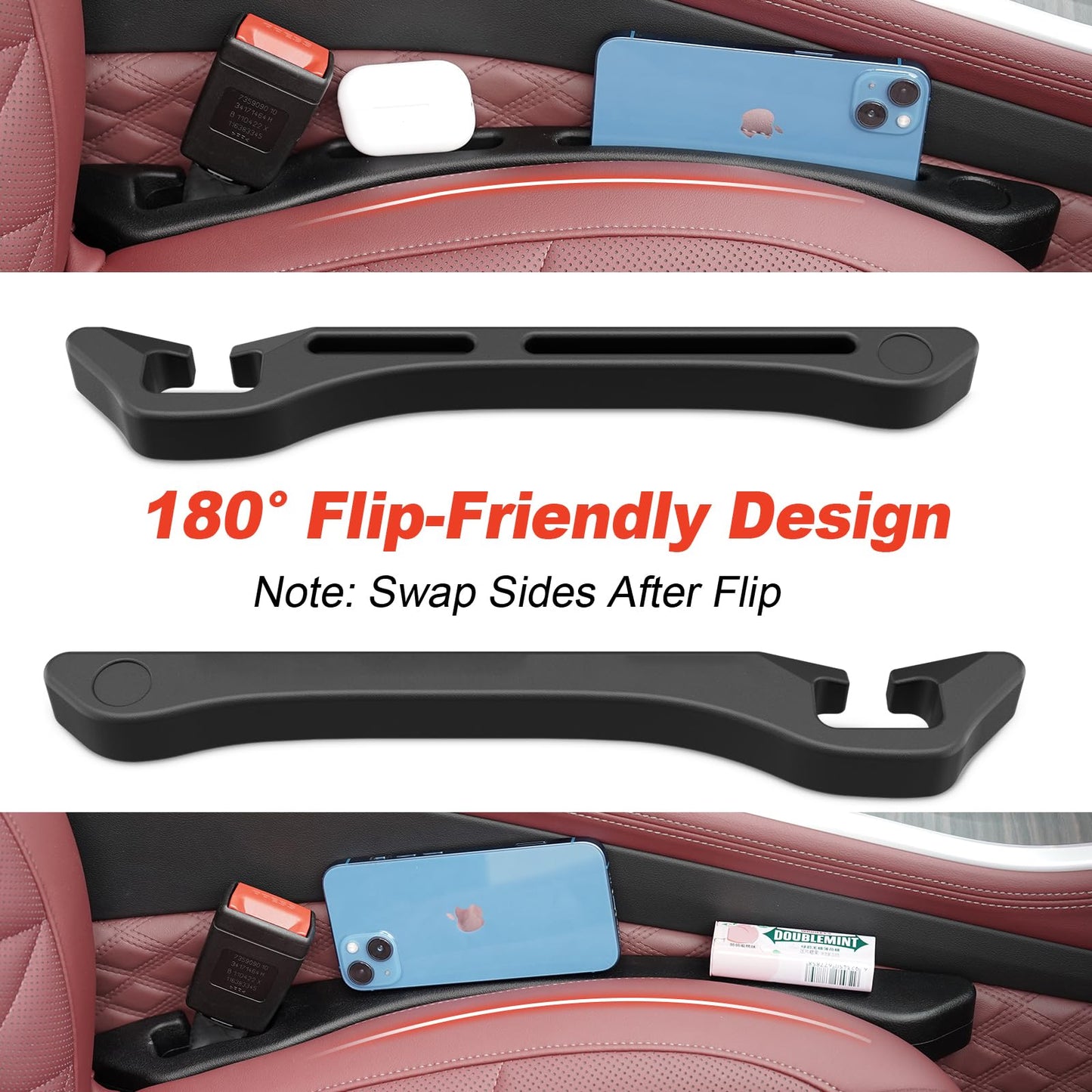 KOVSPO Car Seat Gap Filler, 2 PCS Car Gap Filler Organizer, 2in1 Universal Seat Gap Filler Fits Car Truck SUV, Fill the Gap Between Seat & Console Stop Things from Dropping (Black)