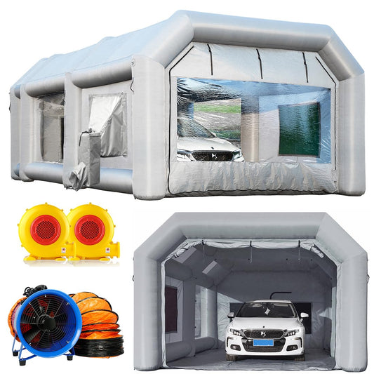 Sewinfla Professional Inflatable Paint Booth 26x13x10Ft with Air Extractor Device, Portable Spray Paint Booth with High Efficient Ventilation System for Cars, Auto Parts, Furnitures Painting