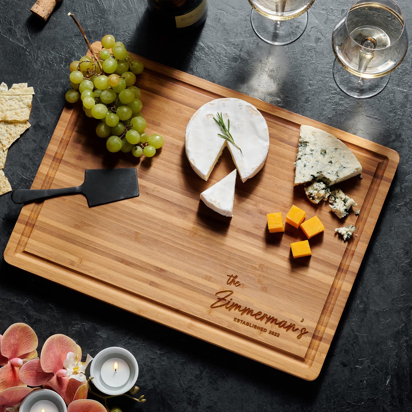 Personalized Cutting Board, Custom Bamboo Engraved Charcuterie Boards - Best Present for Wedding, Bridal Shower, Engagement, Anniversary, Housewarming, Valentines Gift Idea For Couples, Parent, Family