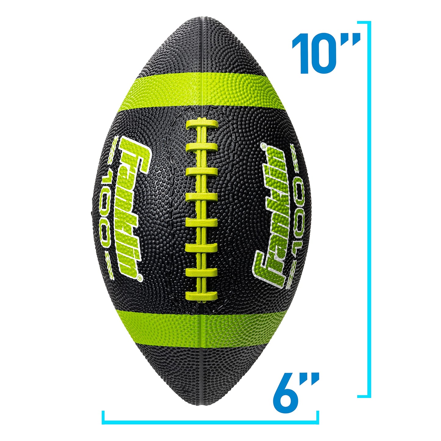 Franklin Sports Grip-Rite 100 Rubber Junior Football, Black/Lime